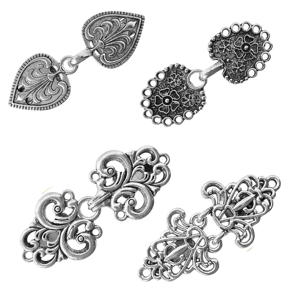 Vintage Sweater Cardigan Clips Set – Floral Metal Brooches